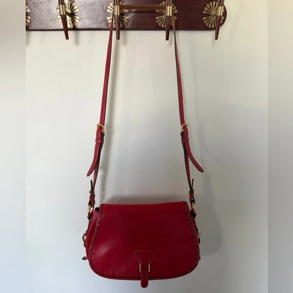 Dooney & Burke Florentine Vintage Flap Saddle Bag Crossbody in Red - Picture 3 of 9